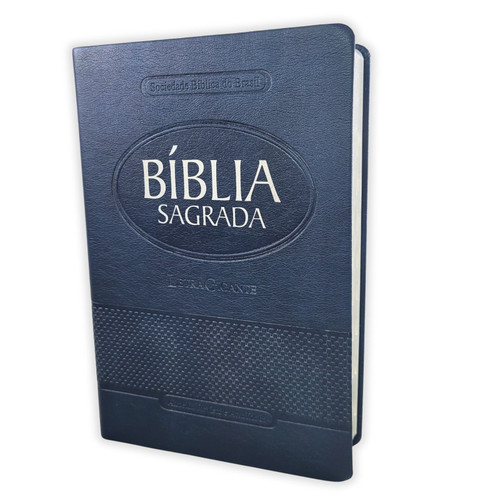 PORTUGUÊS: Bíblia Sagrada Almeida Revista e Atualizada, imitação de couro azul com índice