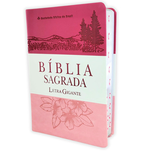PORTUGUÊS: Bíblia Sagrada Almeida Revista e Atualizada, imitação de couro rosa com índice