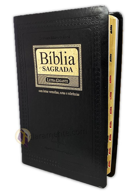 PORTUGUÊS: Bíblia Sagrada Almeida Revista e Corrigida, imitação de couro preto com índice