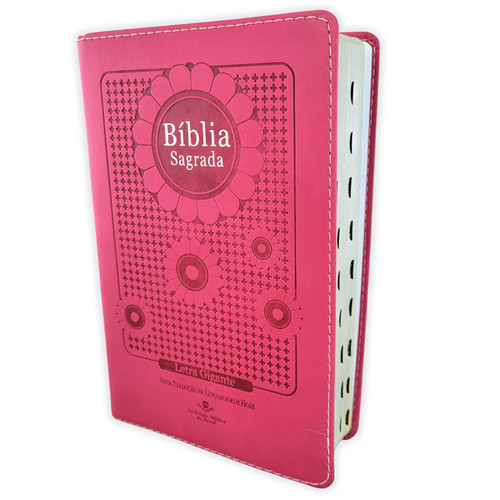PORTUGUÊS: Bíblia Nova Tradução na Linguagem de Hoje, imit. de couro rosa com índice