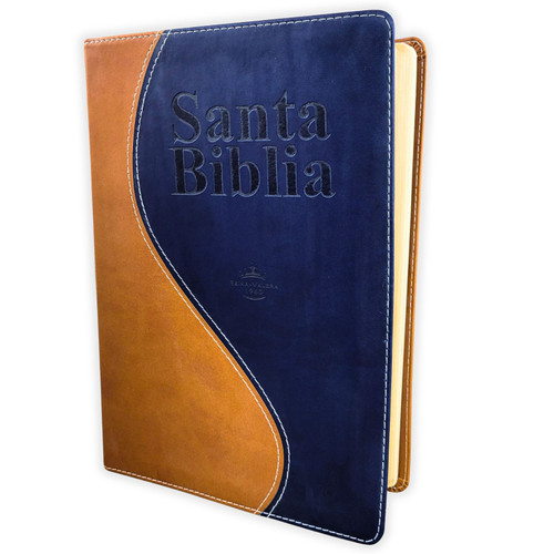 Biblia Letra Gigante RV1960, imit. piel, azul y café