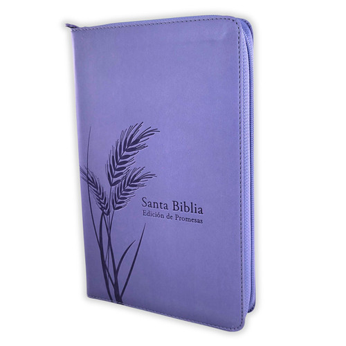 Biblia de Promesas con Cierre Manual RV1960, imit. piel lavanda con índice