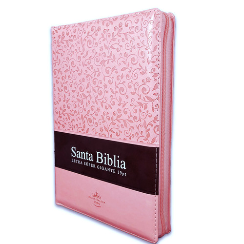 Biblia Letra Supergigante 19 puntos con Cierre: RV1960, imit. piel duotono rosado con índice
