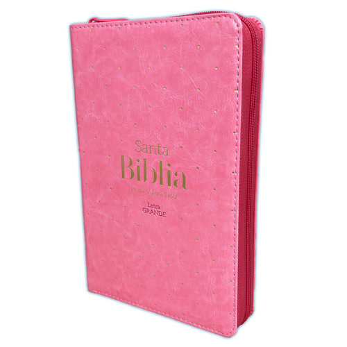 Biblia Letra Grande con Cierre y Bolsillo RV1960 imit. piel rosa con índice