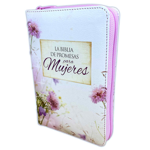 Biblia Compacta de Promesas para Mujeres con Cierre RV1960: imit. piel blanco floral