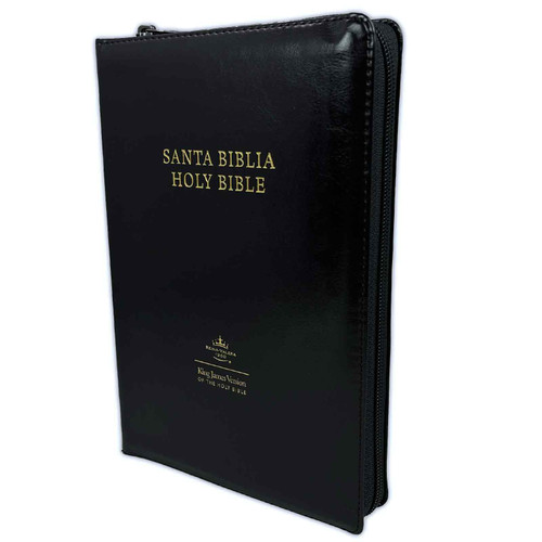 Biblia Bilingüe con Cierre RV1960-KJV imit. piel manual negro con índice