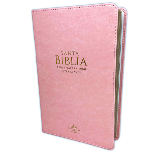 Biblia Letra Grande 12 puntos para Mujer RV1960 imit piel rosada