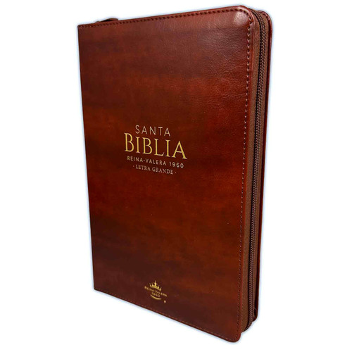 Biblia con Cierre Letra Grande 12 puntos RV1960 imit piel café con índice