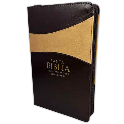 Biblia con Cierre Letra Grande 12 puntos RV1960 imit duotono café con índice