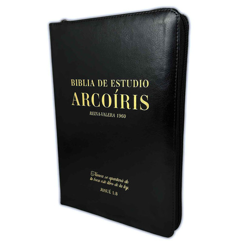 Biblia de Estudio Arcoíris con Cierre RV1960, imit piel negro con índice - Nunca se apartará de tu boca