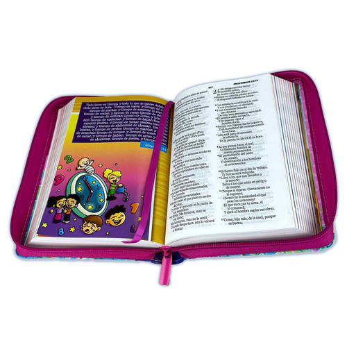 Biblia para Niños Creciendo Cada Dia con Cierre Reina Valera 1960 niño  leyendo azul