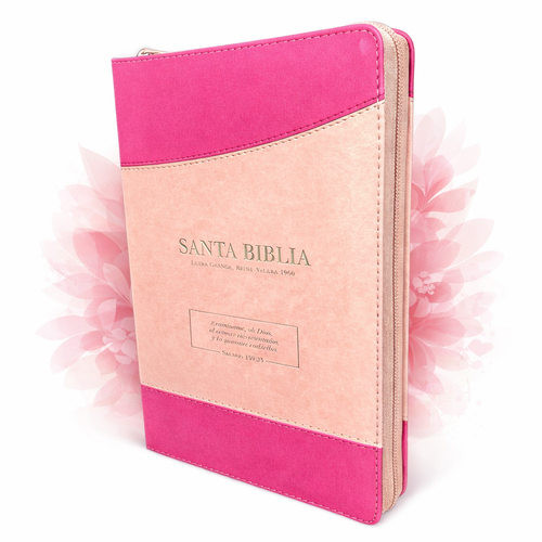 Biblia con Cierre Letra Grande 12 puntos RV1960, imit. duotono rosado con índice - Examíname, oh Dios