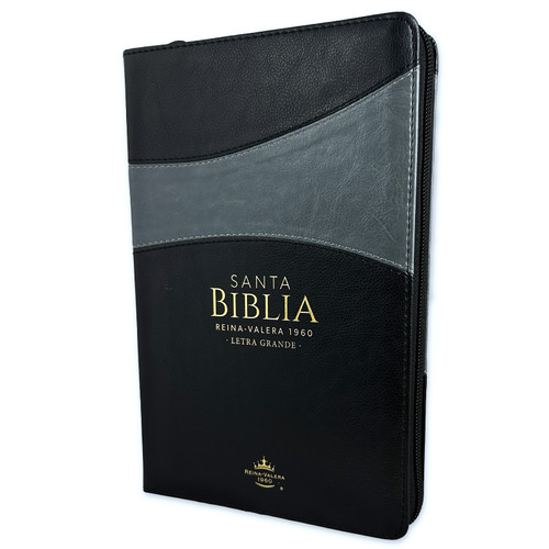 Biblia con Cierre Letra Grande 12 puntos RV1960 imit piel negro y gris