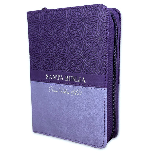 Biblia de Bolsillo con Cierre RV1960 imit piel bifloral lila con índice