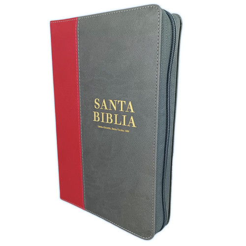 Biblia con Cierre Letra Gigante Manual 14 puntos RV1960 imit piel gris y vino con índice