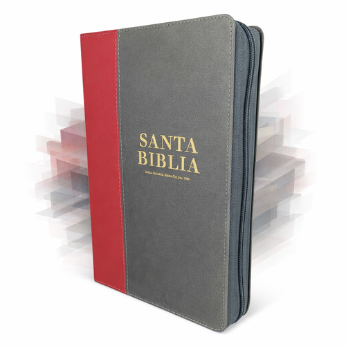 Biblia con Cierre Letra Gigante Manual 14 puntos RV1960, imit piel gris y vino con índice