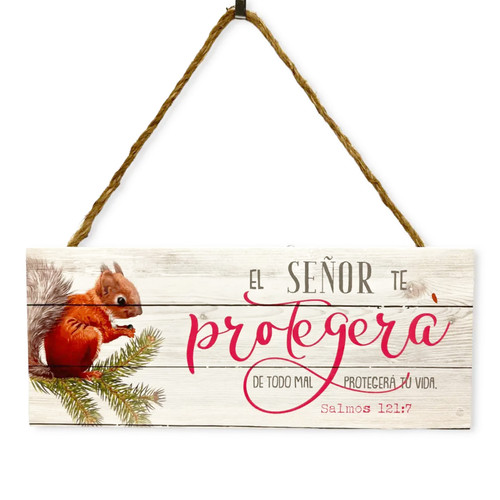 Plaqué Decorativo de Madera: El Señor te protegerá - Salmos 121:7