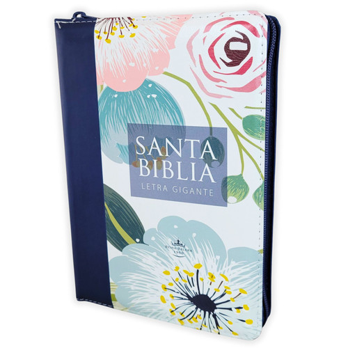 Biblia Letra Gigante Manual 14 puntos con Cierre RV1960: imit. piel azul floral con índice