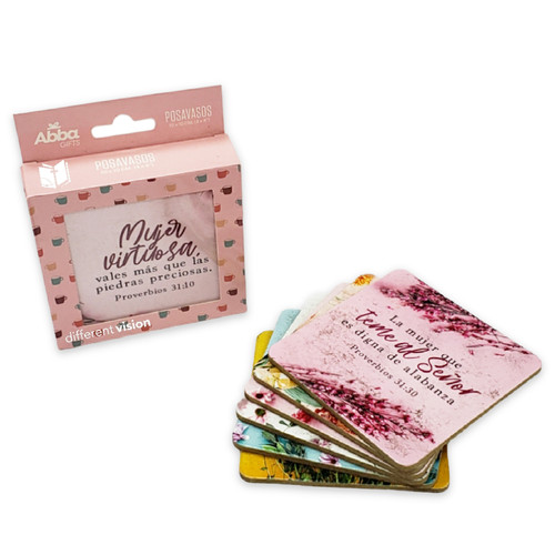 Pack de 6 Posavasos: Mujer virtuosa - Proverbios 31:10