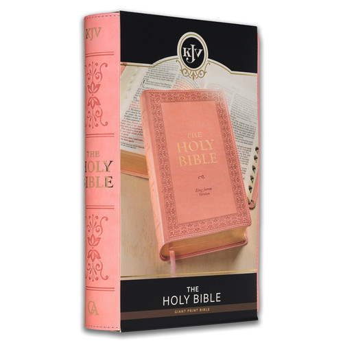 KJV Giant Print Standard Size Bible with Thumb Index: Sunrise pink faux leather