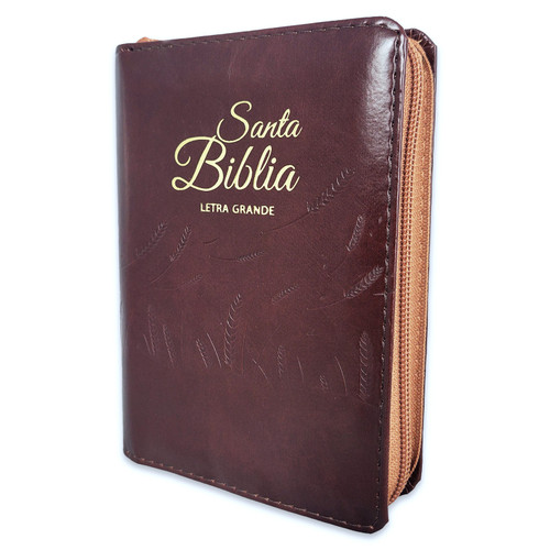 Biblia Letra Gigante Manual con Cierre RV1960: imit. piel café con índice
