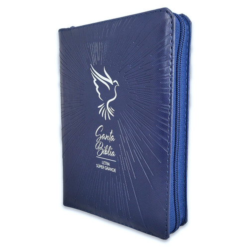 Biblia Letra Gigante Manual con Cierre RV1960: imit. piel azul con índice