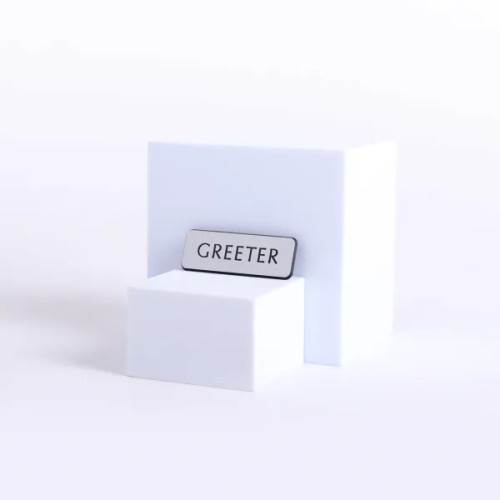 Magnetic Metal Badge for Greeter,Silver
