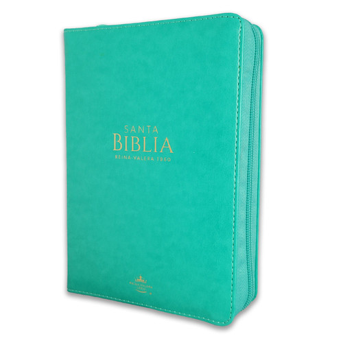 Biblia con Cierre Compacta 11 puntos RV1960, imit piel turquesa