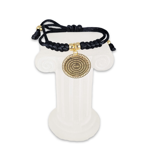 Pulsera de Cordón Negro: Padre nuestro, bañado en oro