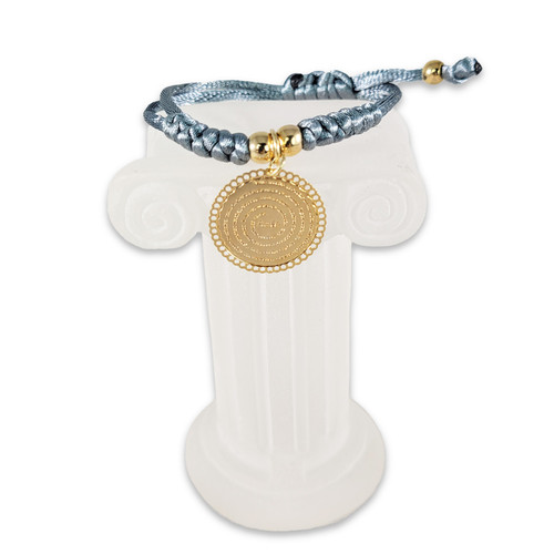 Pulsera de Cordón Gris: Padre nuestro, bañado en oro