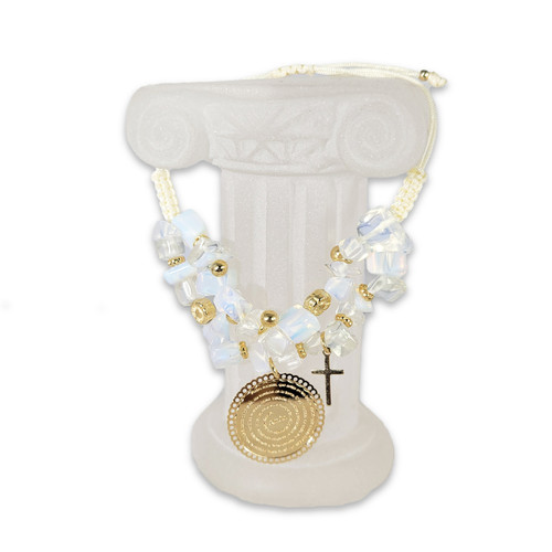 Pulsera de Charm Blanco: Padre nuestro, bañado en oro