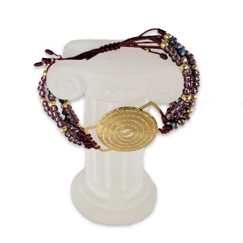 Pulsera con Cordón Vino y Purpura: Padre nuestro, bañado en oro