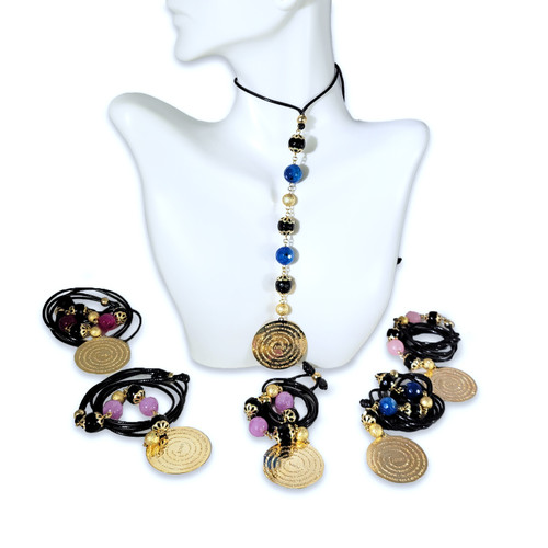 Set de 6 Collares con Perlas: Padre nuestro, bañado en oro, colores variados