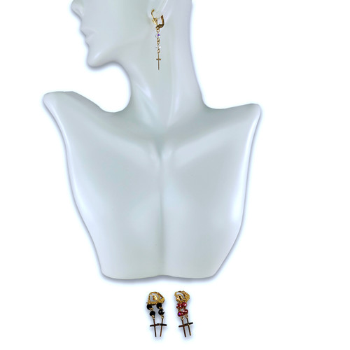 Set de Aretes con Diamantes Colgantes, bañado en oro, colores variados