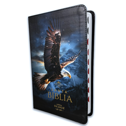 Biblia Letra Grande 12 puntos RV1960, imit piel negro águila con índice