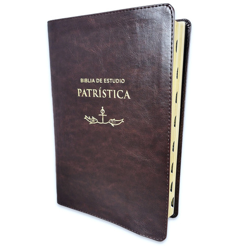 Biblia de Estudio Patrística Siglos I al VI RVR, imit piel marrón con índice