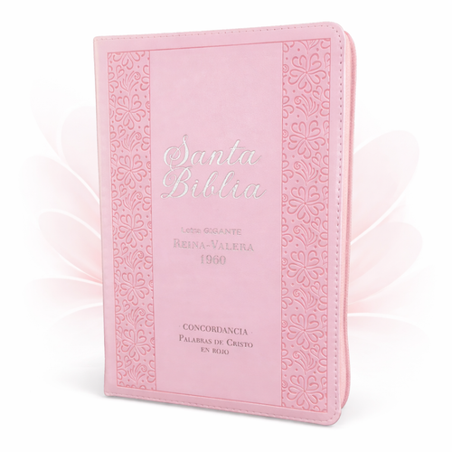Biblia con Cierre Letra Gigante Manual 14 puntos RV1960, imit piel rosada clásica con índice