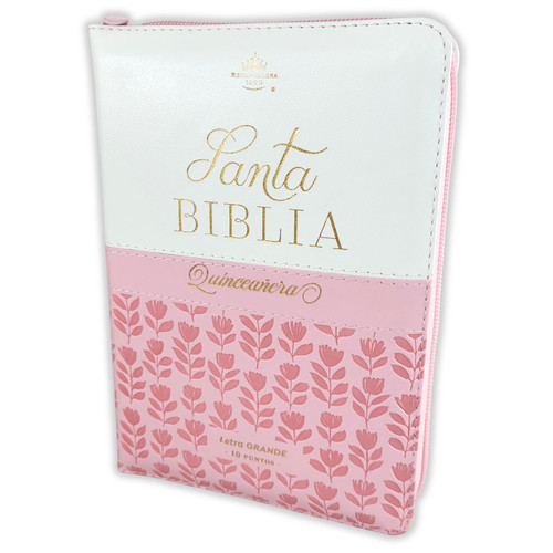 Biblia Quinceañera con Caja de Regalo RV1960 imit. piel rosa dorado con índice
