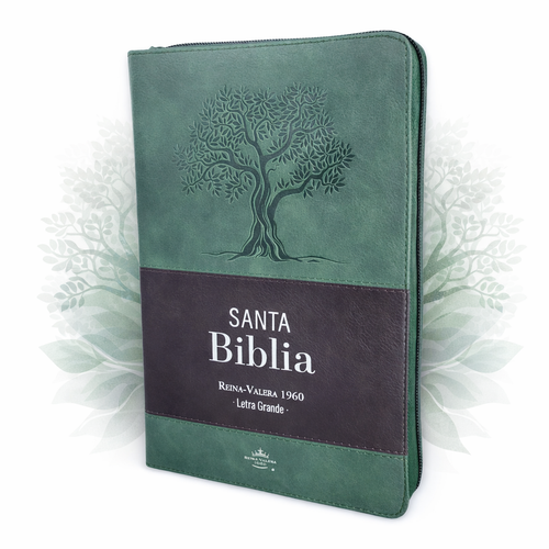 Biblia con Cierre Letra Grande 12 puntos RV1960, imit piel duotono verde olivo y negro con índice