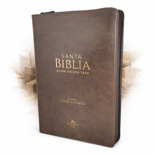 Biblia con Cierre Letra Súper Gigante 19 puntos Mediana RV1960, imit piel mocha con índice
