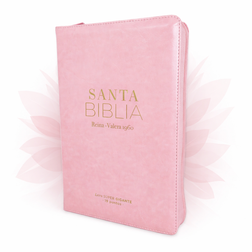 Biblia con Cierre Letra Súper Gigante 19 puntos Mediana RV1960, imit piel rosado claro SIN ÍNDICE