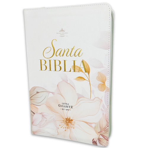 Biblia con Cierre Letra Gigante Manual 14 puntos RV1960, imit piel verde menta fantasía floral con índice y canto floral