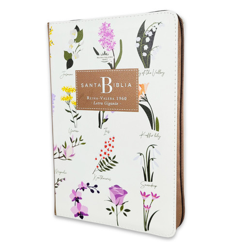Biblia con Cierre Letra Gigante Manual 14 puntos RV1960, imit piel catálogo floral con índice y canto floral