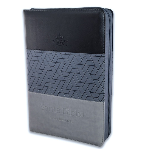 Biblia con Cierre Letra Gigante Manual 14 puntos RV1960, imit piel tricolor gris y negro con índice