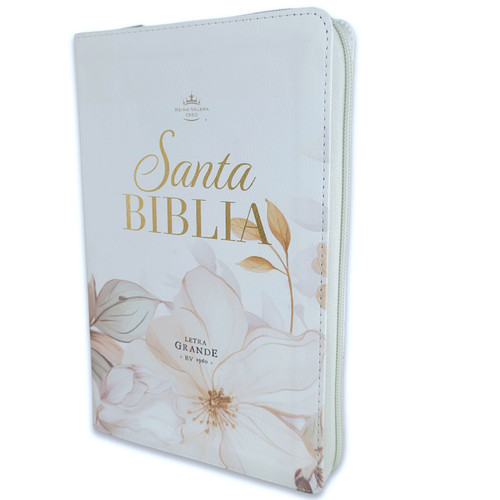 Biblia con Cierre Letra Grande 12 puntos RV1960 imit piel verde menta fantasía floral con índice y canto floral