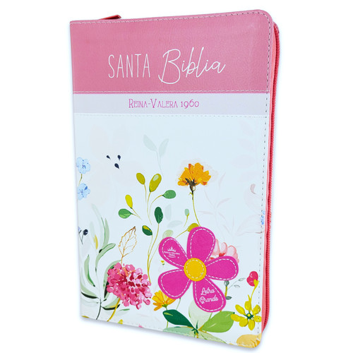 Biblia con Cierre Letra Grande 12 puntos RV1960 imit piel floral multicolor con índice y canto floral