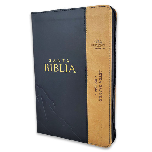 Biblia con Cierre Letra Grande 12 puntos RV1960, imit piel duotono negro y café con índice