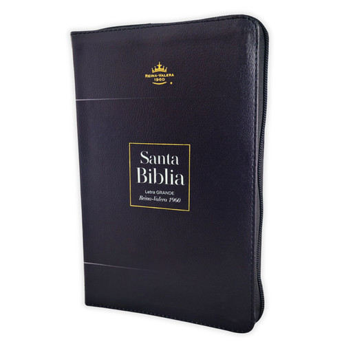 Biblia con Cierre Letra Grande 12 puntos RV1960, imit piel negro geométrico con índice