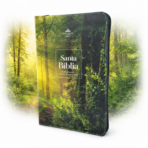 Biblia con Cierre Letra Grande 12 puntos RV1960, imit piel bosque al amanecer con índice