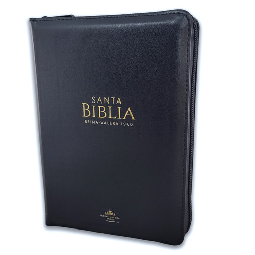 Biblia con Cierre Compacta 11 puntos RV1960, imit piel negro con índice